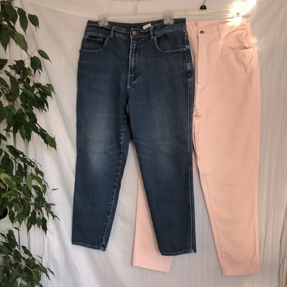 Vintage BILL BLASS womans SZ 14 pink straight leg high waist jeans pants
